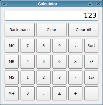 Screenshot of the Calculator example