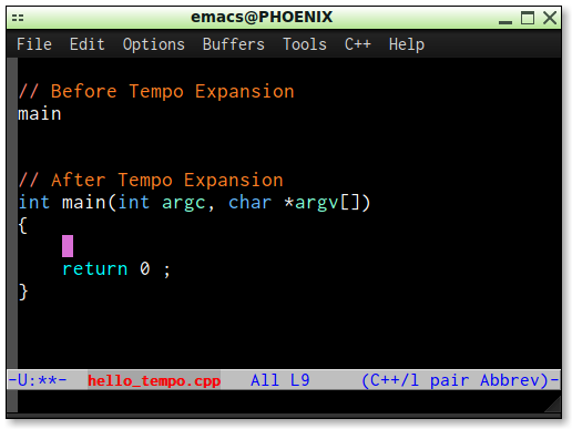 Emacs Tempo Tags (Template Expansion)